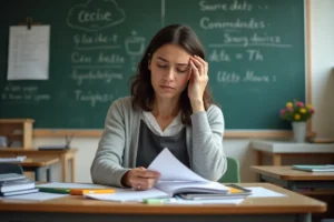 Enseignante épuisée dans une classe ULIS face aux défis de l'inclusion scolaire
